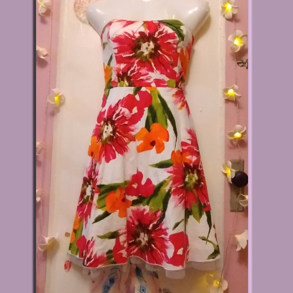 Ruby Rox (11) Strapless A-Line Floral Dress With Tulle